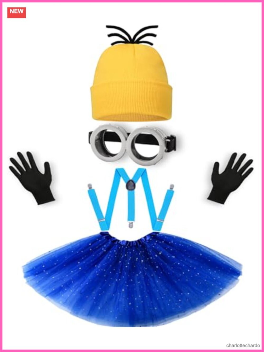 5Pc Halloween Costume Set Steampunk Goggles Beanie Tutu Suspenders Gloves